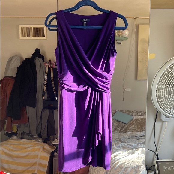CHAPS Vibrant Purple Asymmetrical Dress - Picture 4 of 8
